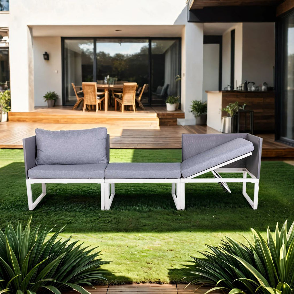 Loungesett Modular med loungebord aluminium/textilen - OUTLIV forfra