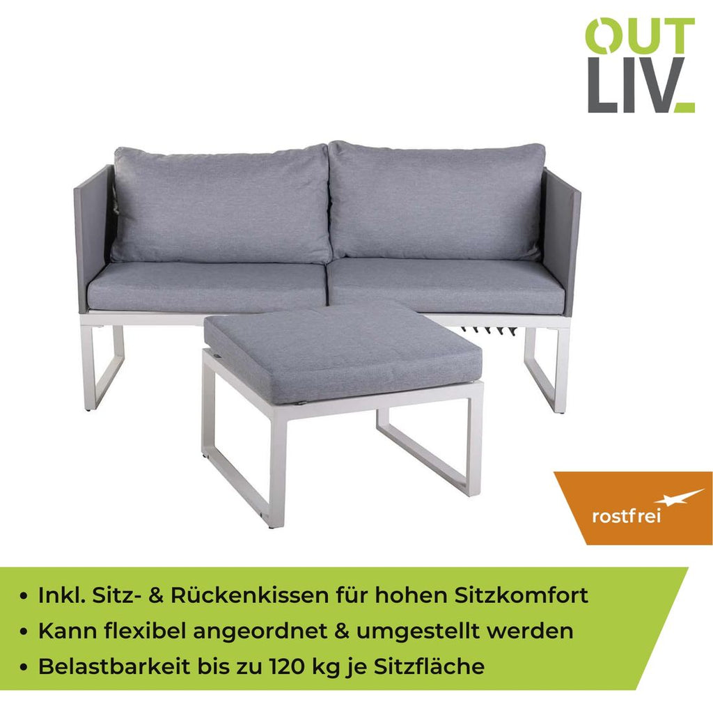 Loungesett Modular med loungebord aluminium/textilen - OUTLIV.