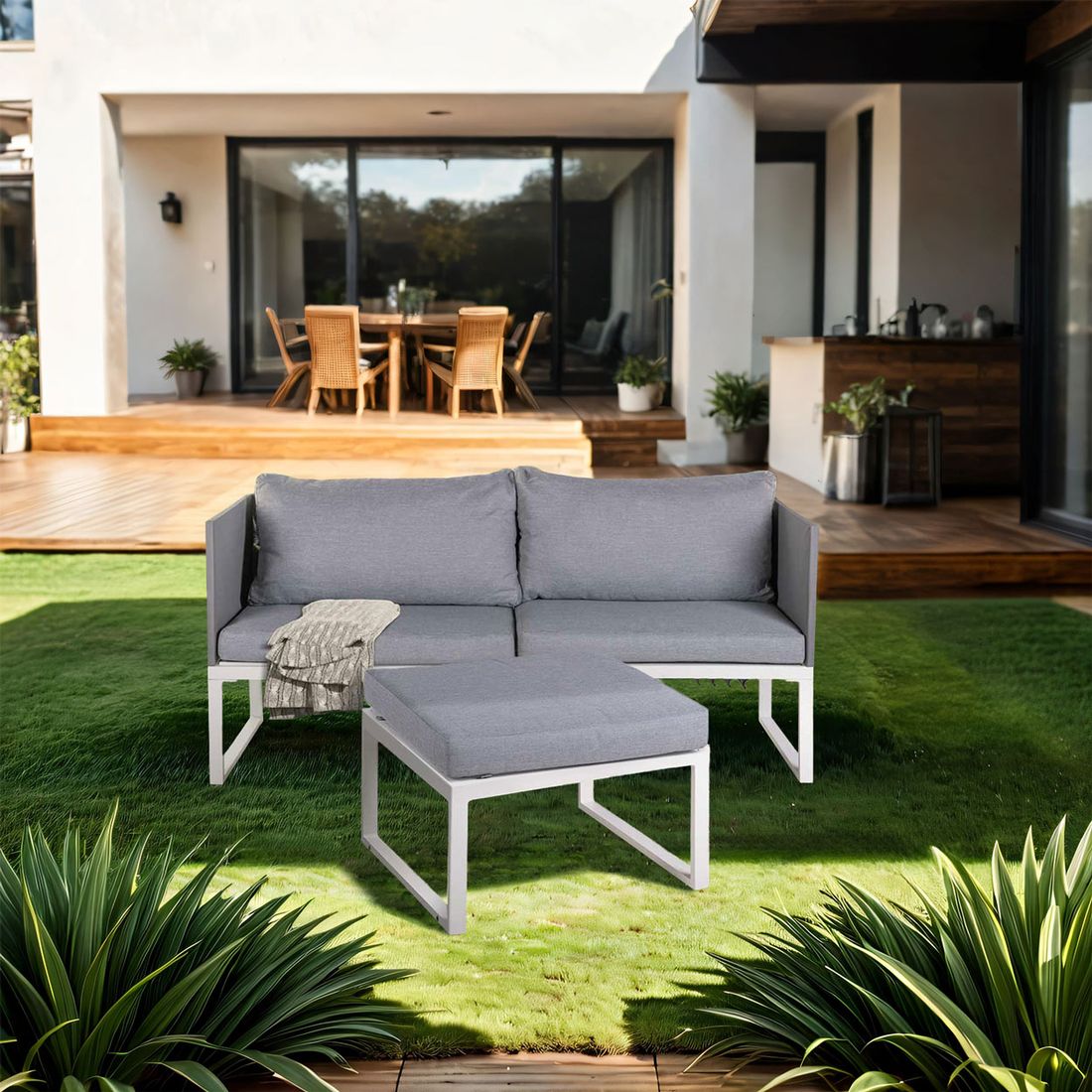 Loungesett Modular med loungebord aluminium/textilen - OUTLIV bakside