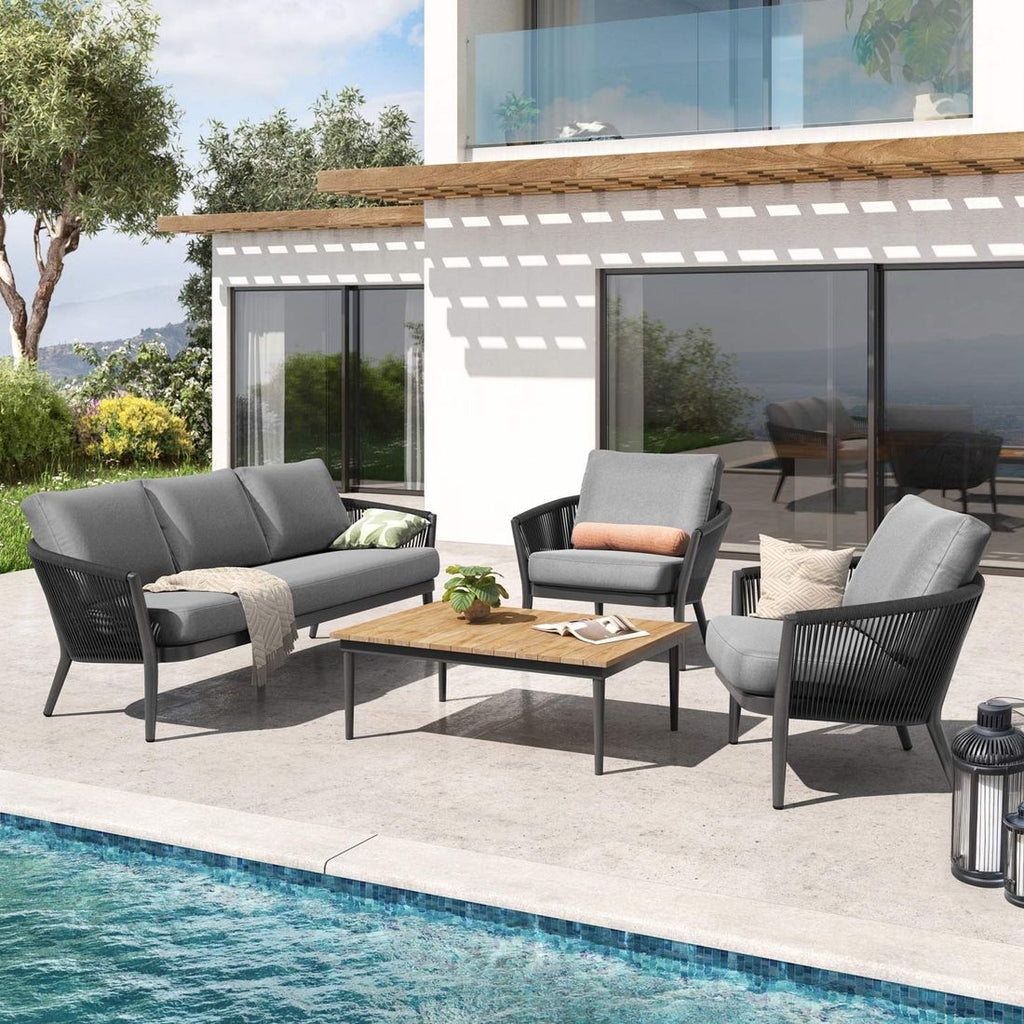 Loungesett Monet med loungebord aluminium tau olefin forfra