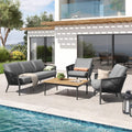 Loungesett Monet med loungebord aluminium tau olefin forfra