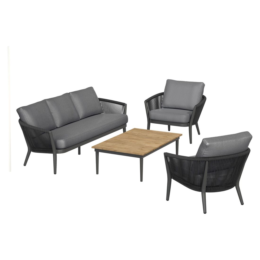 Loungesett Monet med loungebord aluminium tau olefin bakside