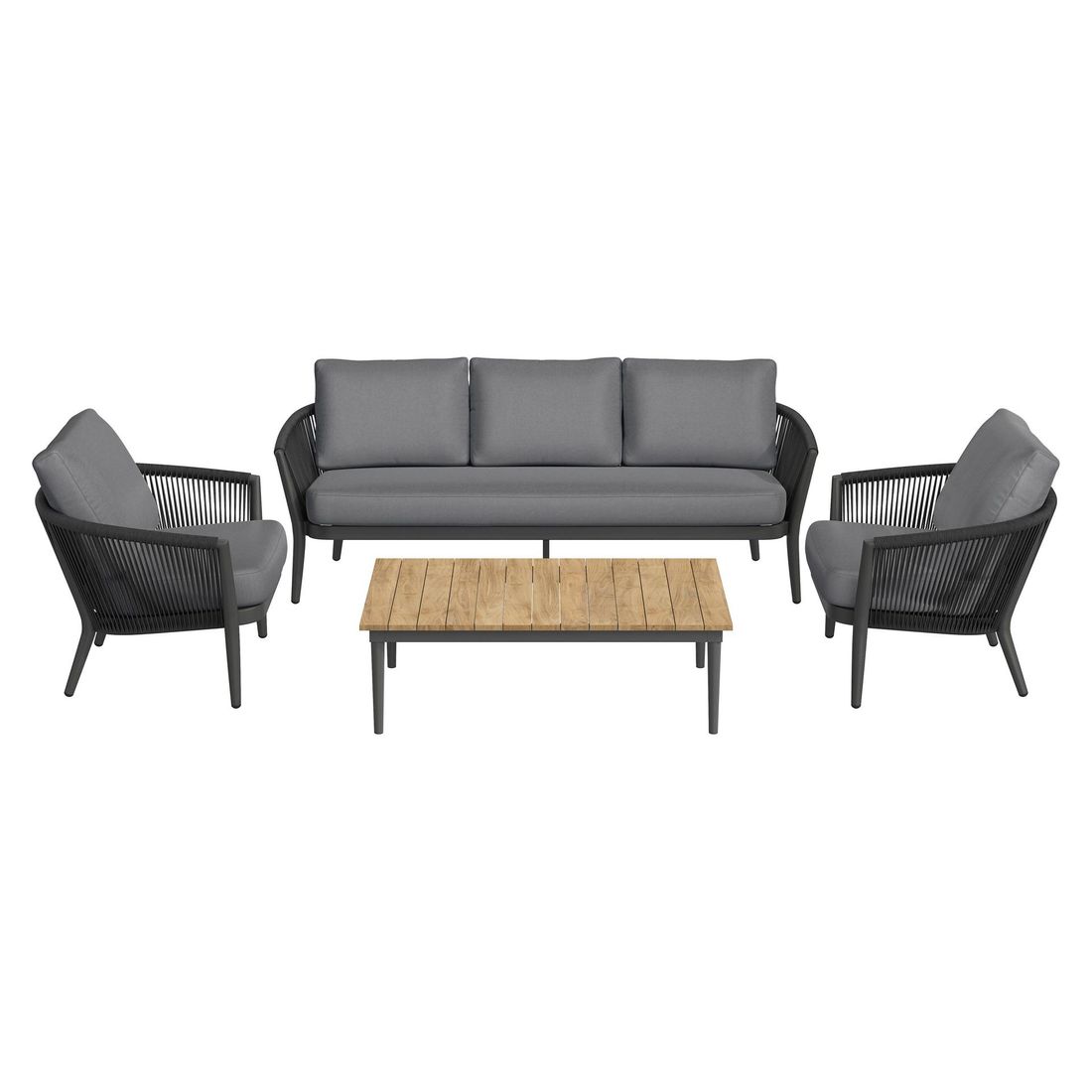 Loungesett Monet med loungebord aluminium tau olefin montert i hage