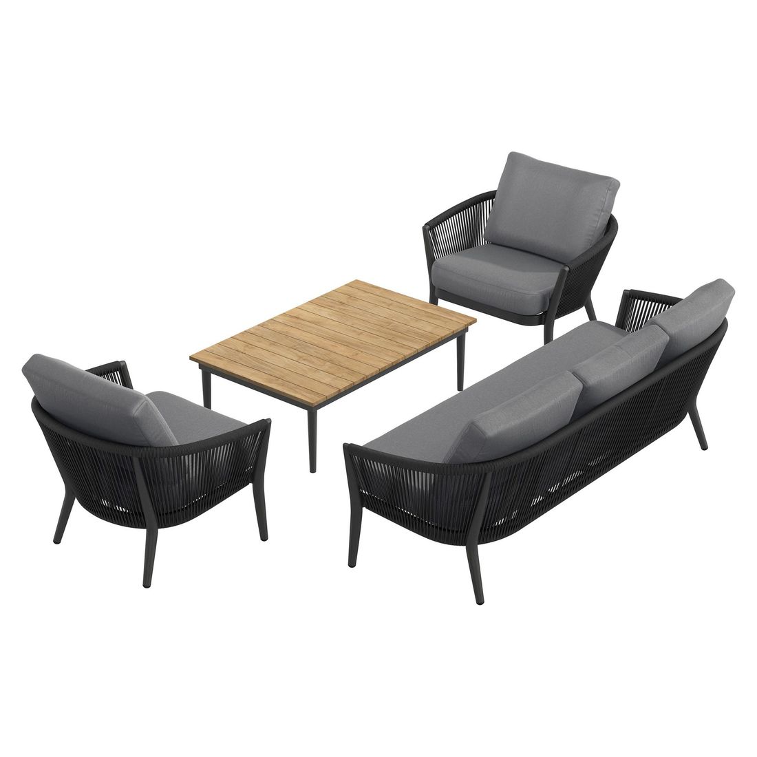 Loungesett Monet med loungebord aluminium tau olefin nærbilde av stol