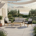 Loungesett Mykonos med loungebord akasie/tau forfra