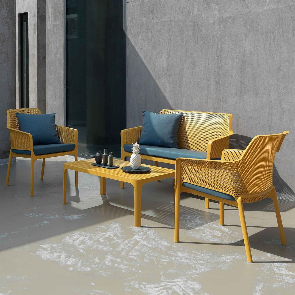 Loungesett Net Relax med loungebord plast/akryl - Nardi detalj av stoff