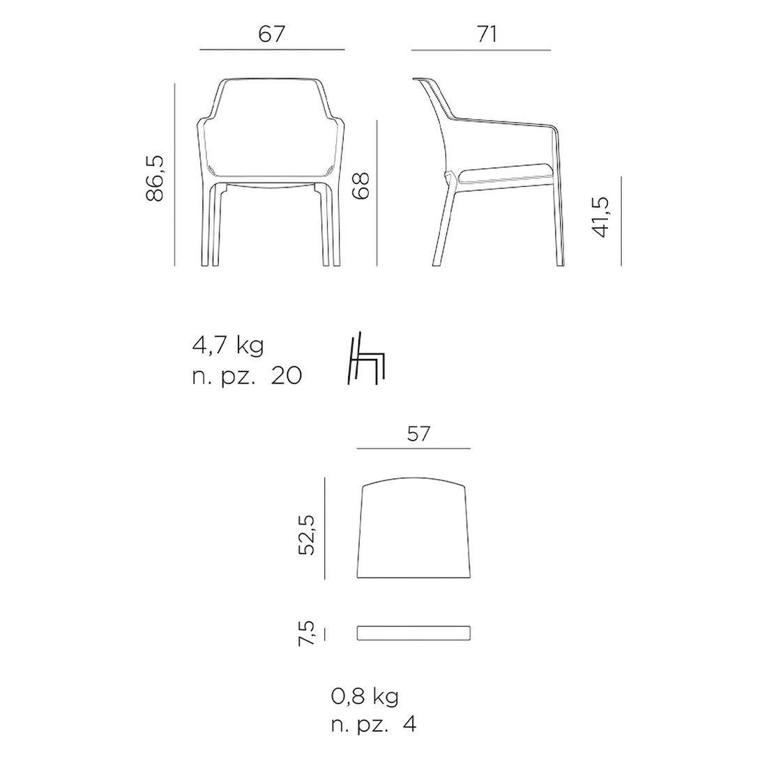 Loungesett Net Relax med loungebord plast/akryl - Nardi