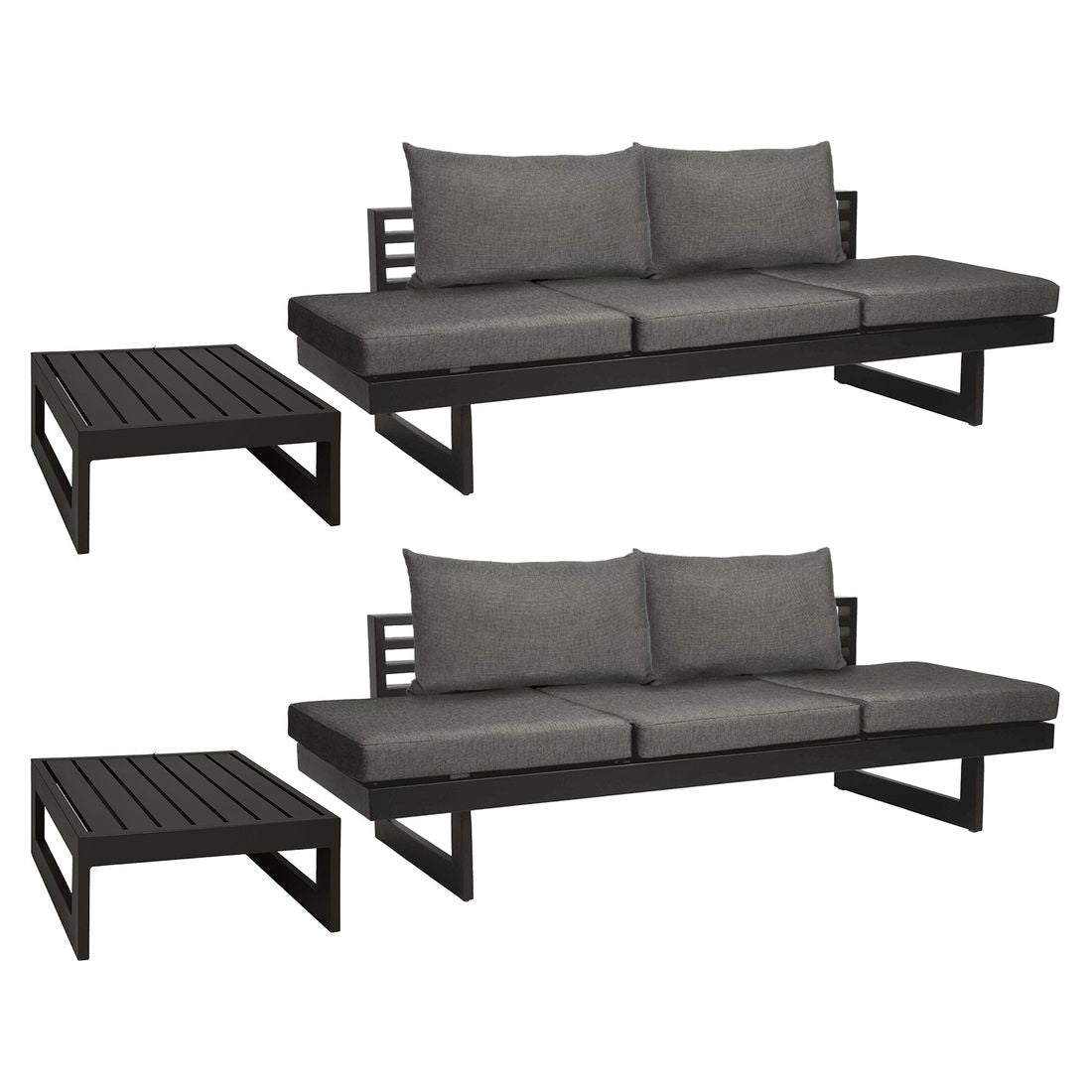 Loungesett New Holly med loungebord aluminium/utestoff - Stern bakside