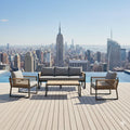 Loungesett New York City aluminium/akasie med loungebord forfra