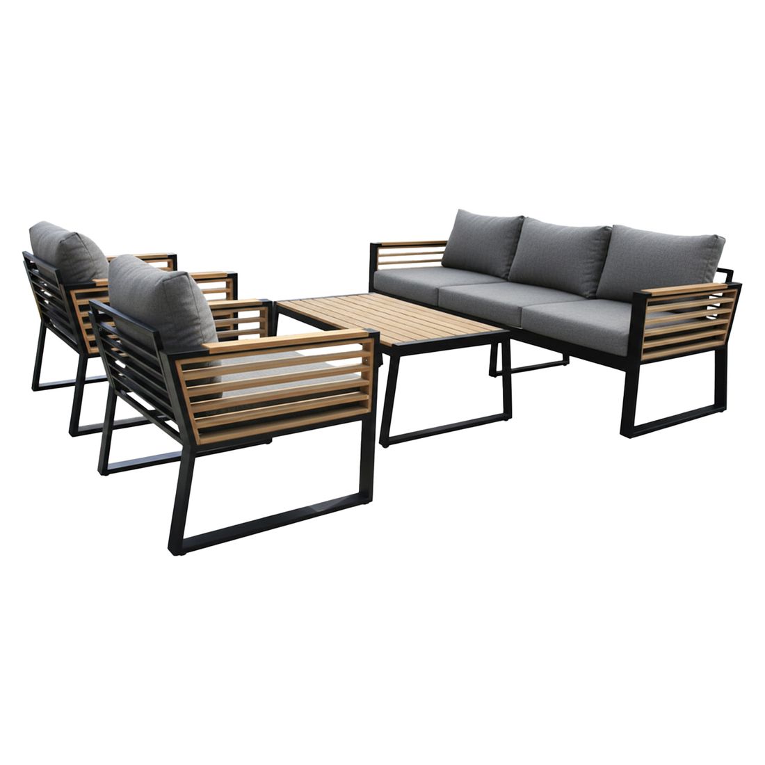 Loungesett New York City aluminium/akasie med loungebord bakside