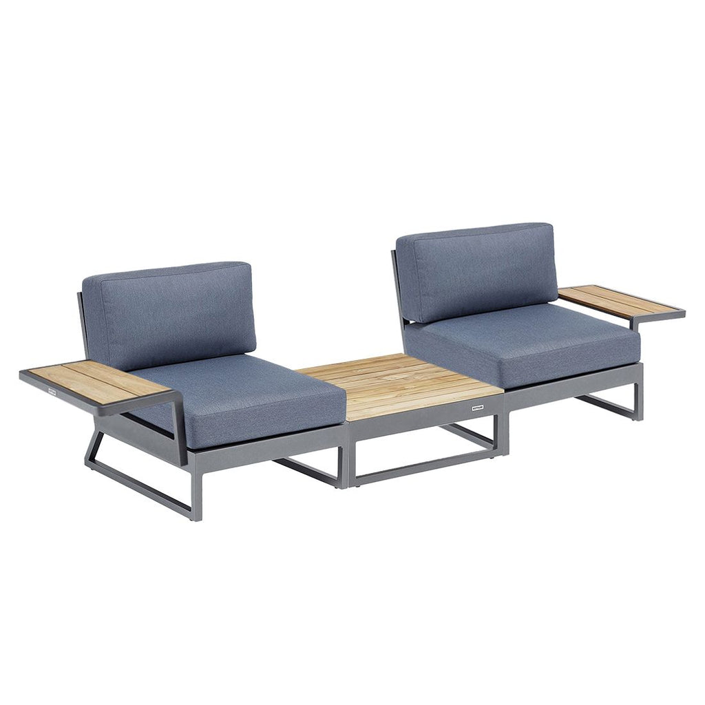Loungesett Ocean Skid Platform aluminium/teak Kettler bakside