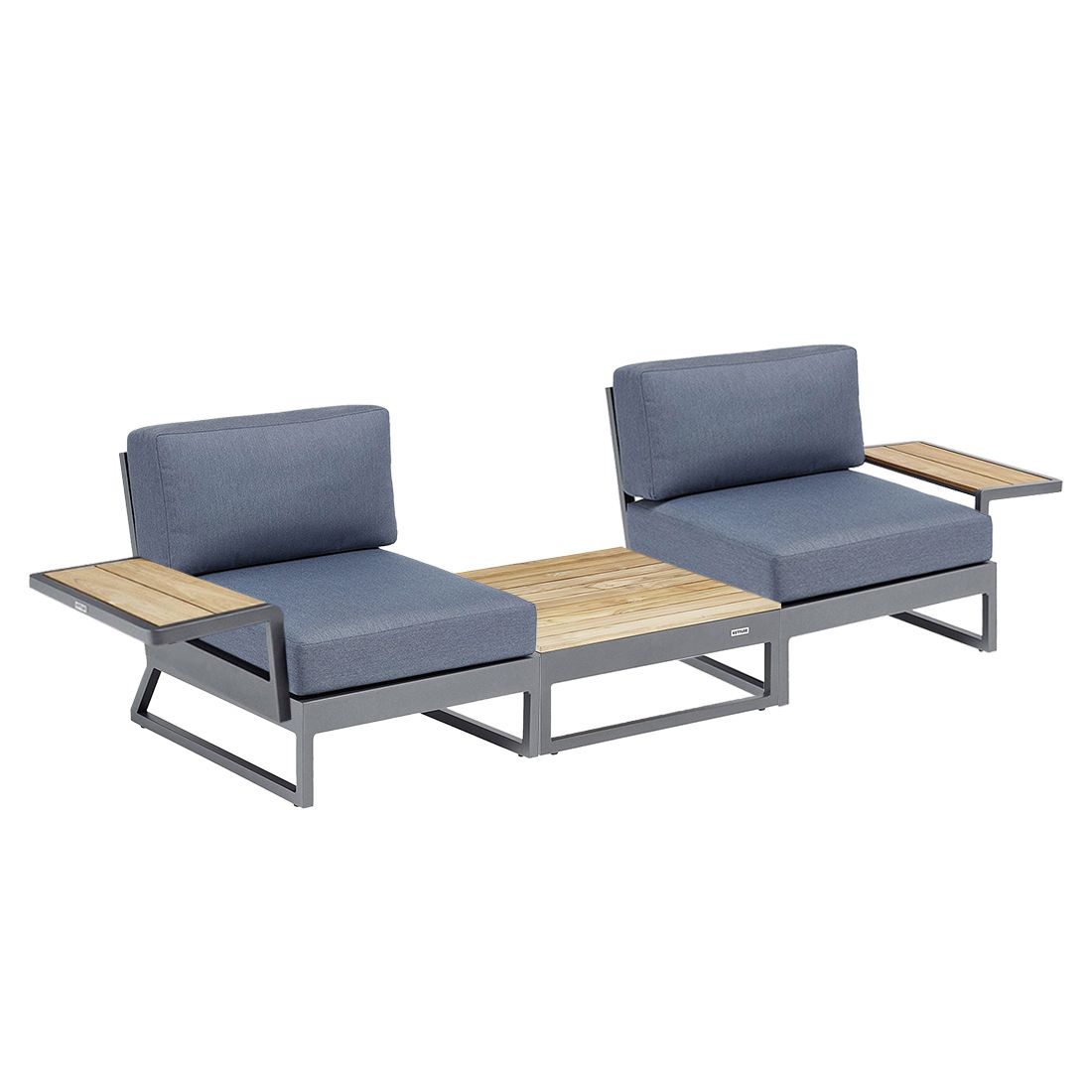 Loungesett Ocean Skid Platform aluminium/teak Kettler bakside