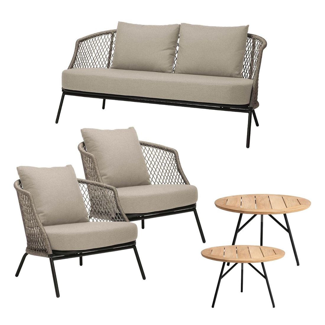 Loungesett Odea med loungebord aluminium tau Stern detalj rope-flettverk