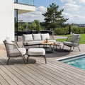Loungesett Odea aluminium tau med loungebord cream forfra