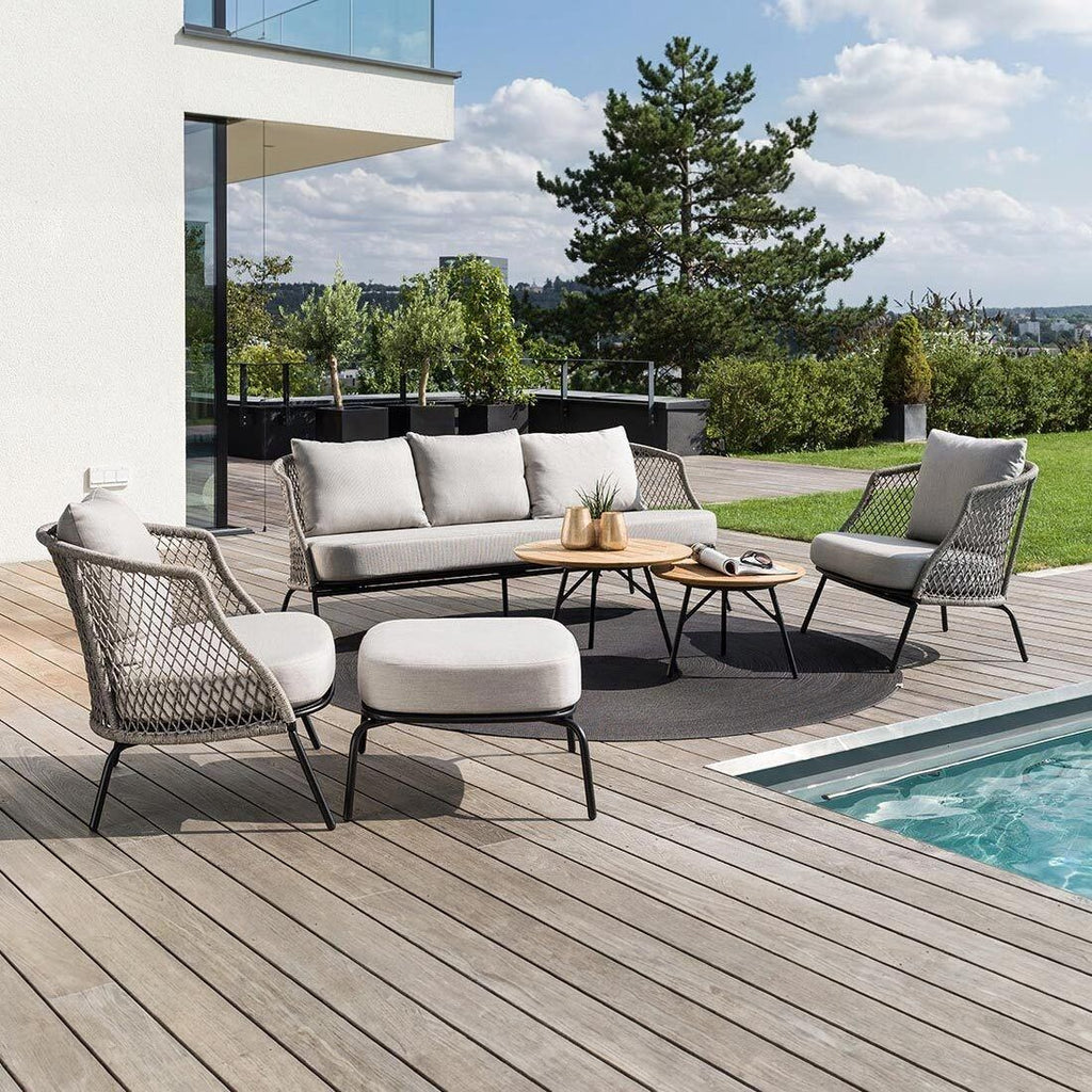 Loungesett Odea aluminium tau med loungebord cream forfra