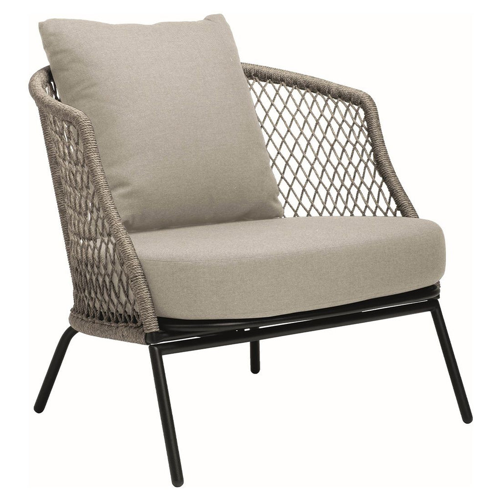 Loungesett Odea aluminium tau med loungebord cream montert på terrasse