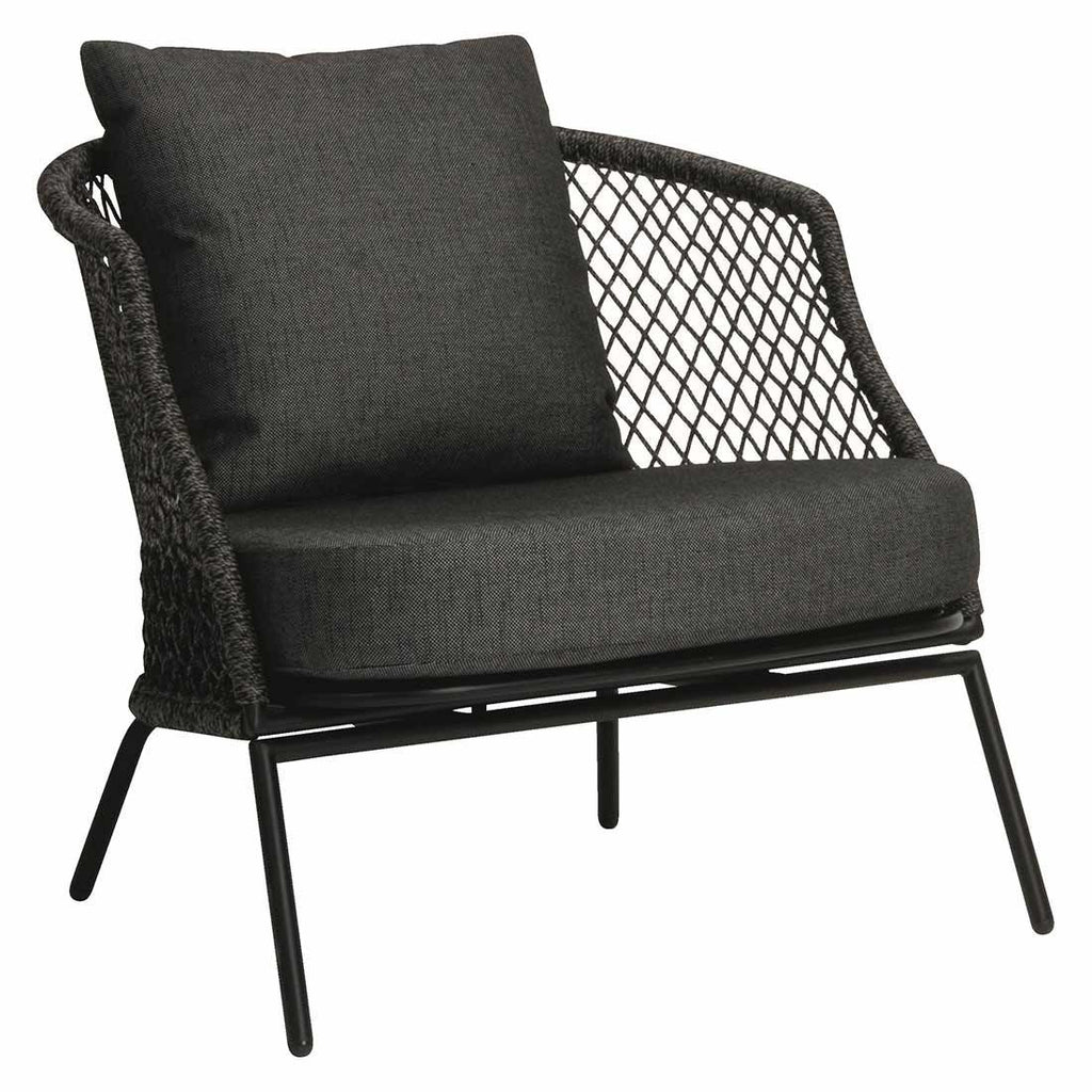Loungesett Odea aluminium tau med loungebord montert på terrasse