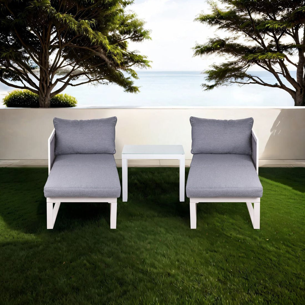Loungesett Oscar aluminium/polypropylen hvit/grå - OUTLIV bakside