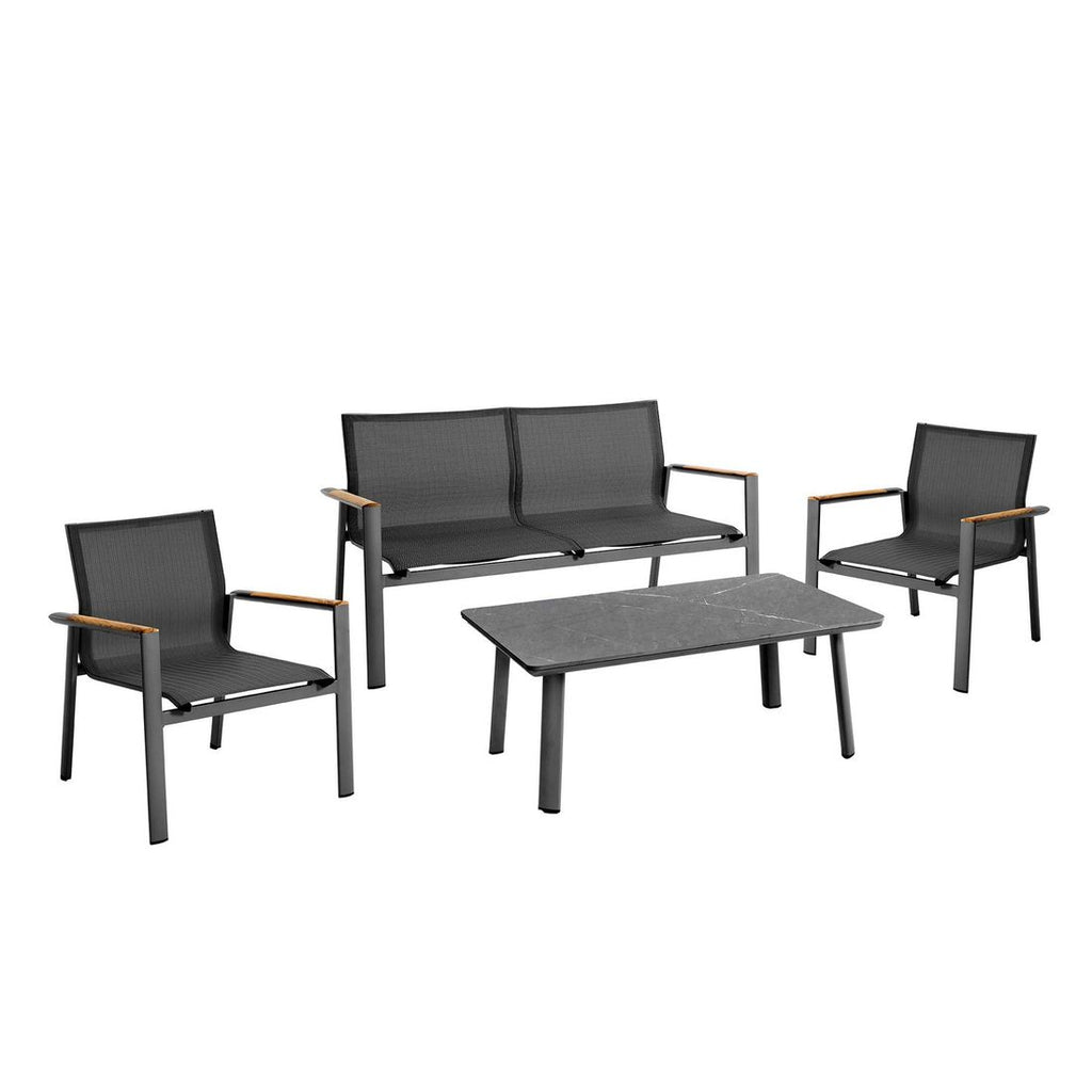 Loungesett Palermo aluminium/textilen antrasitt bakside