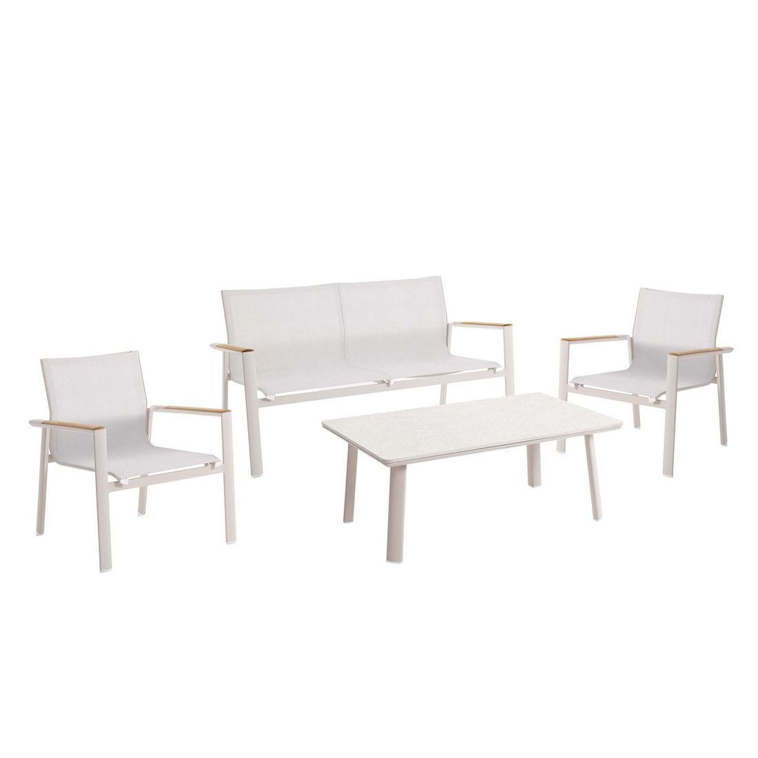 Loungesett Palermo aluminium/textilen ivory bakside
