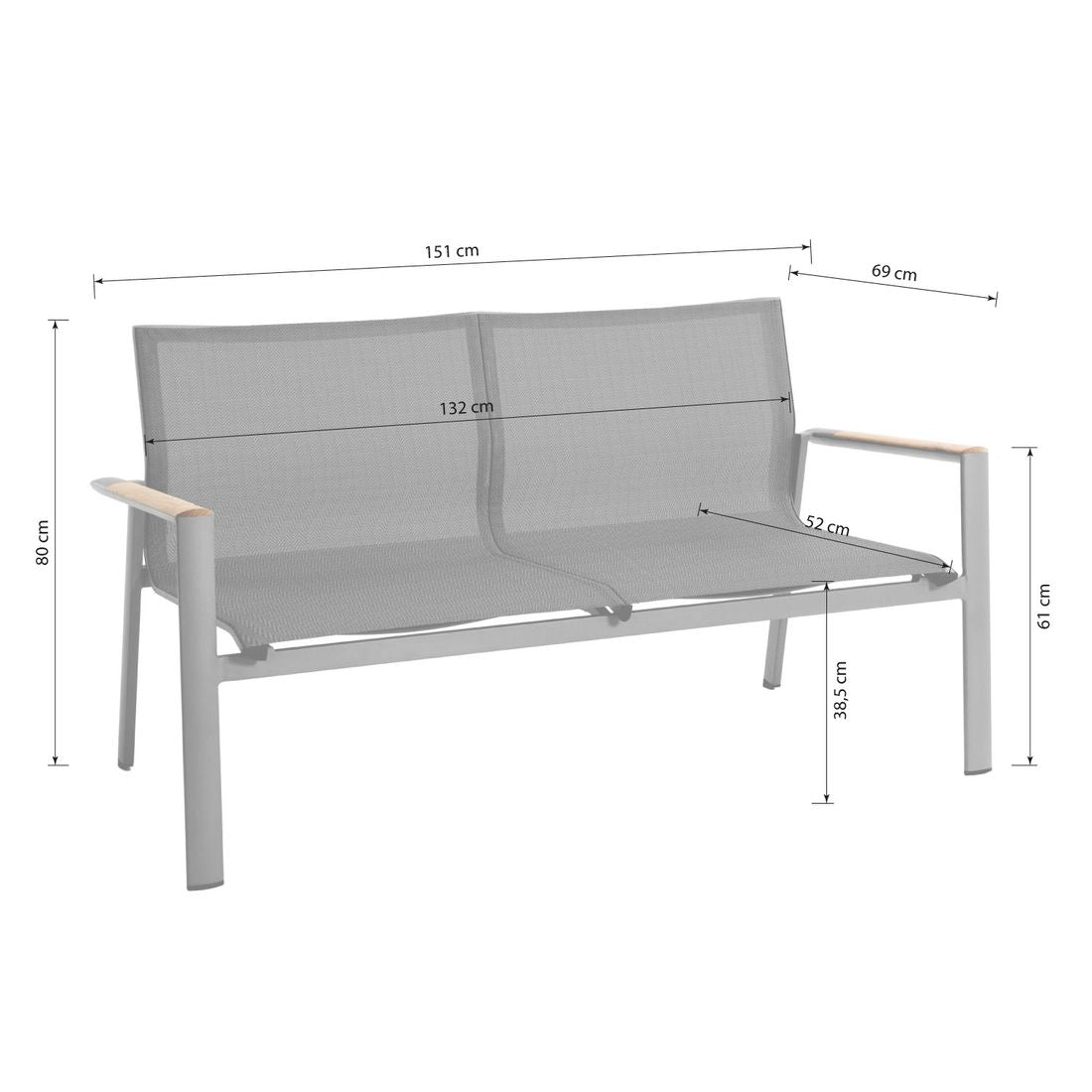 Loungesett Palermo aluminium/textilen ivory montert på terrasse