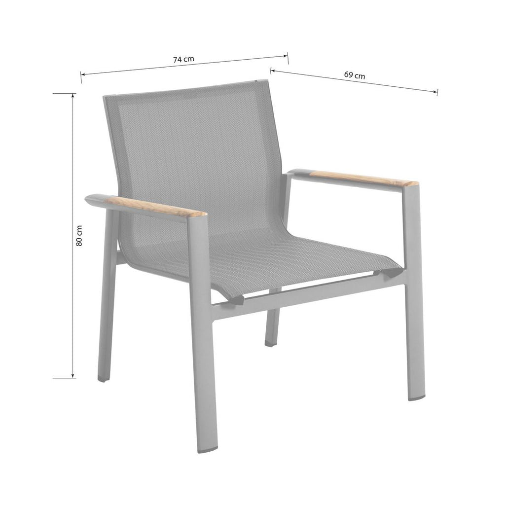 Loungesett Palermo aluminium/textilen ivory bordplate i sinterstone