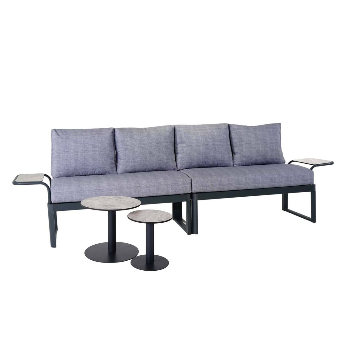 Loungesett Pandora med loungebord aluminium HPL antrasitt bakside
