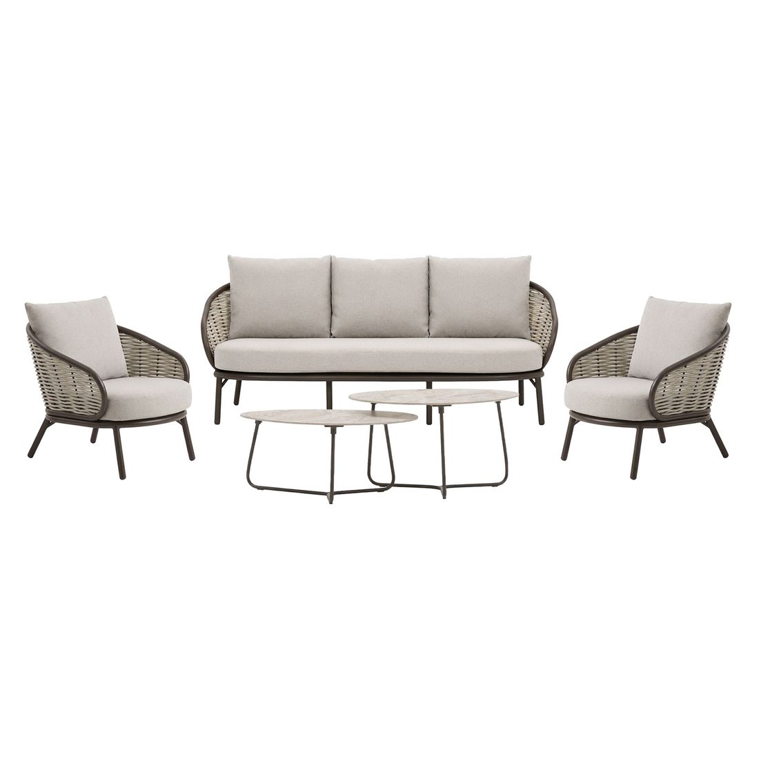 Loungesett Pine Key aluminium/polyrotting med loungebord - Apple Bee detalj av polyrattan