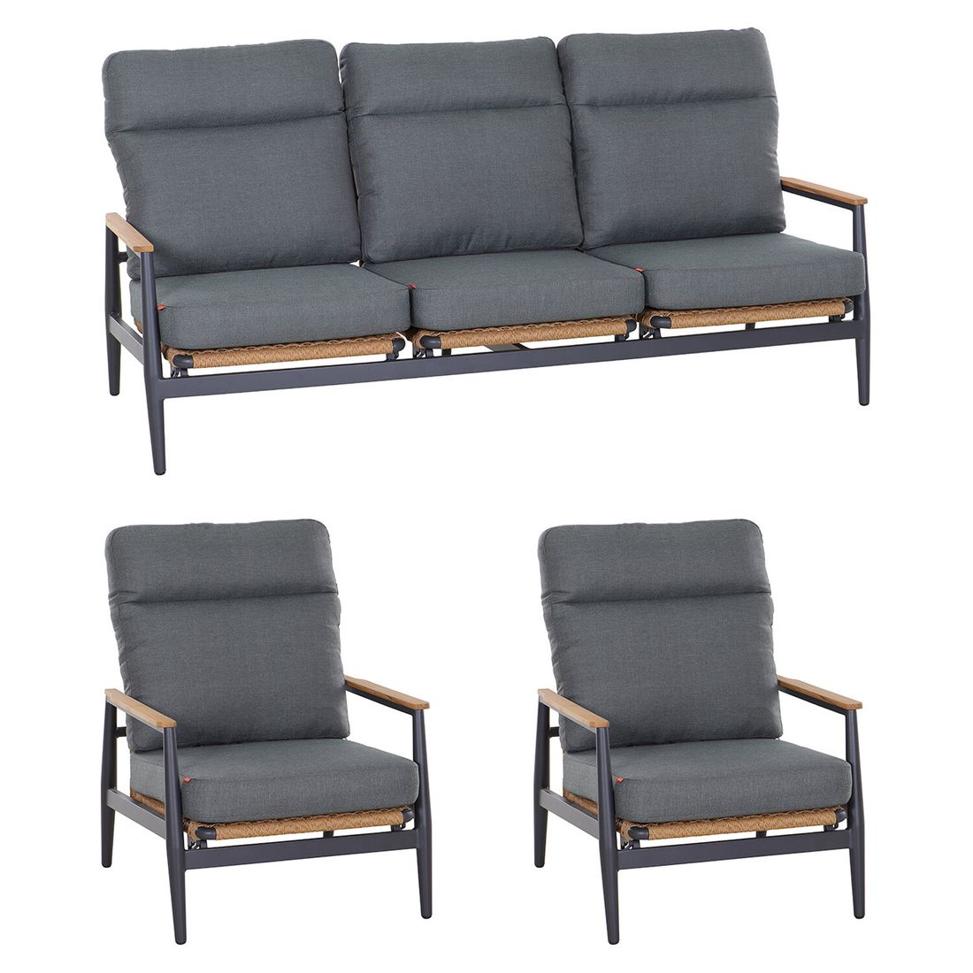 Loungesett Roma justerbart aluminium/flettverk - Siena Garden bakside