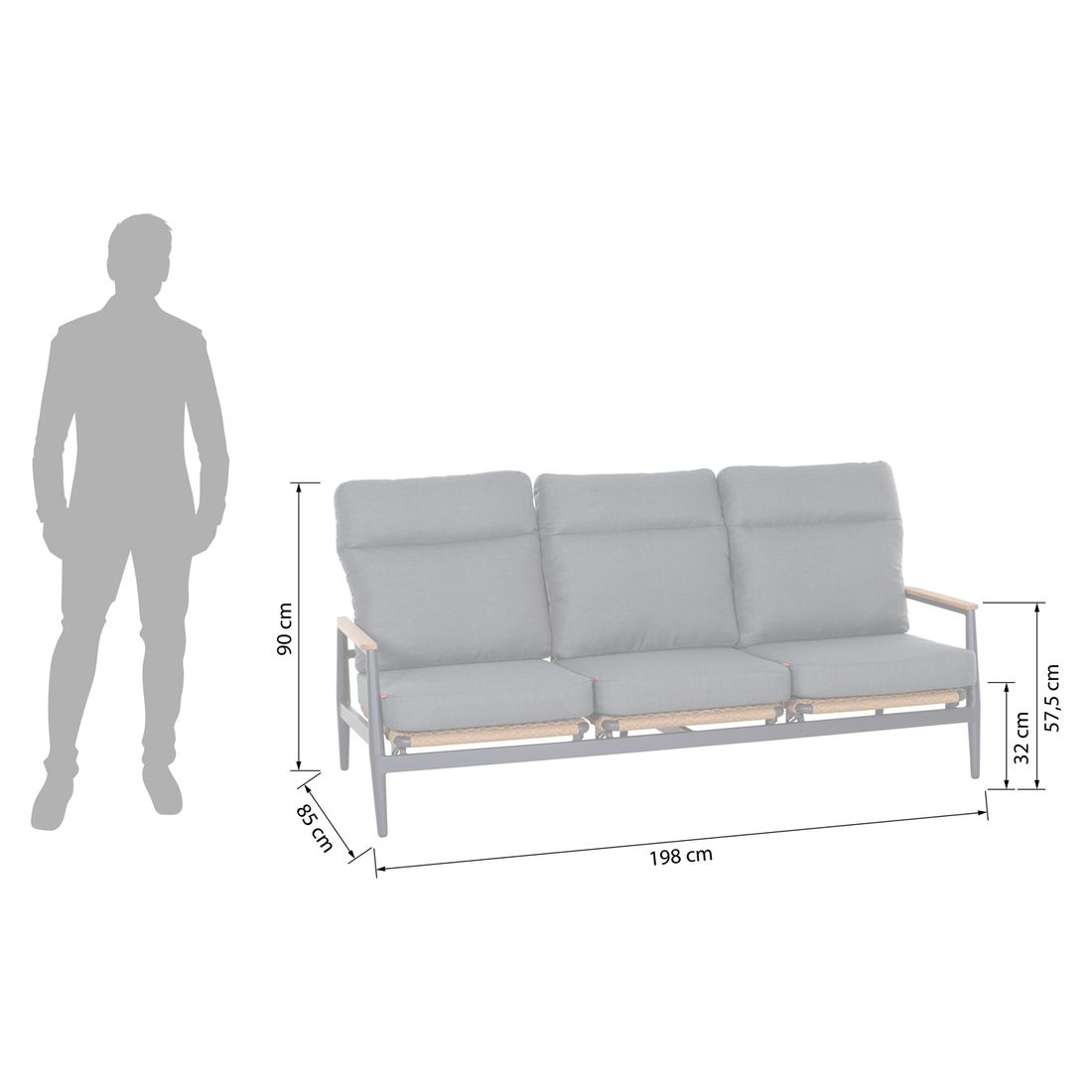 Loungesett Roma justerbart detalj av sinterstone bordplate