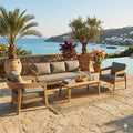 Loungesett Sanjo med loungebord i akasietre og olefin stoff forside