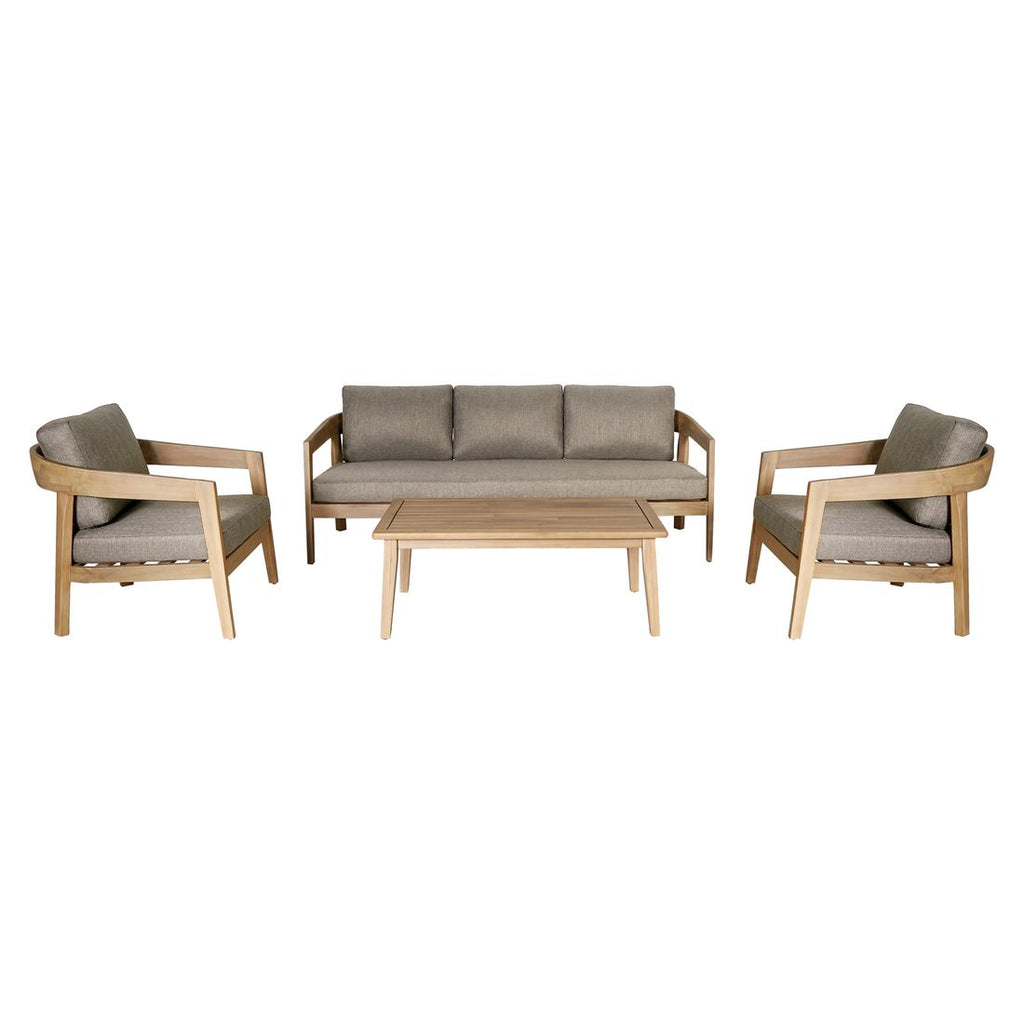 Loungesett Sanjo med loungebord i teaklook detalj