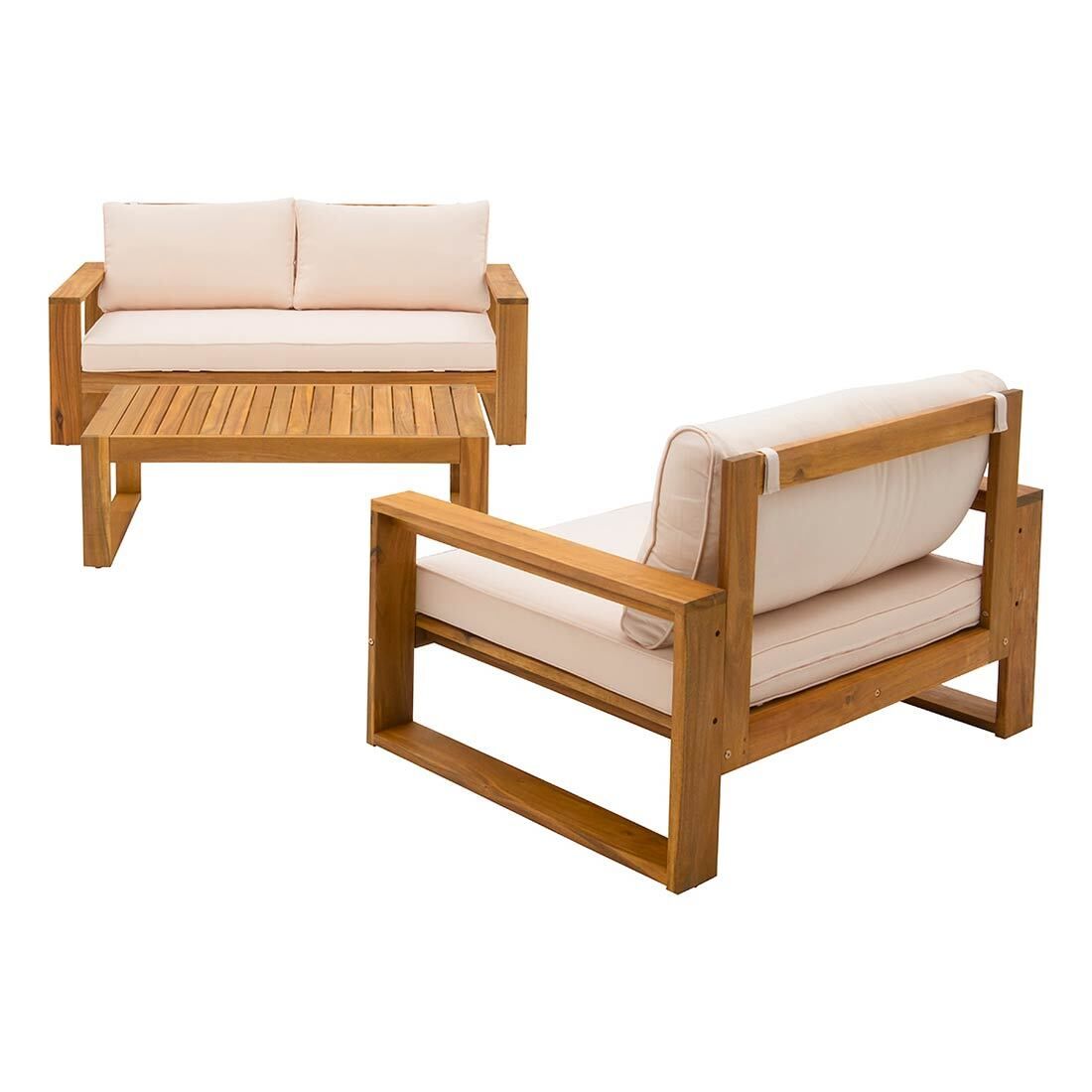 Loungesett Santa Cruz med loungebord, akasie/polyester - OUTLIV.