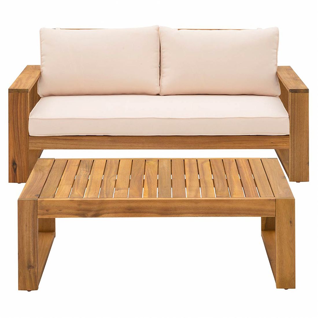 Loungesett Santa Cruz inkl. loungebord detalj av treverk