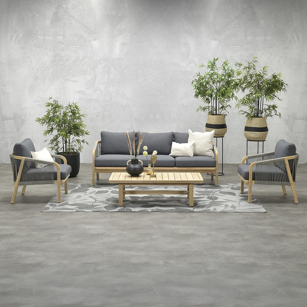 Loungesett Santos akasie og tau med puter - Garden Impressions forfra