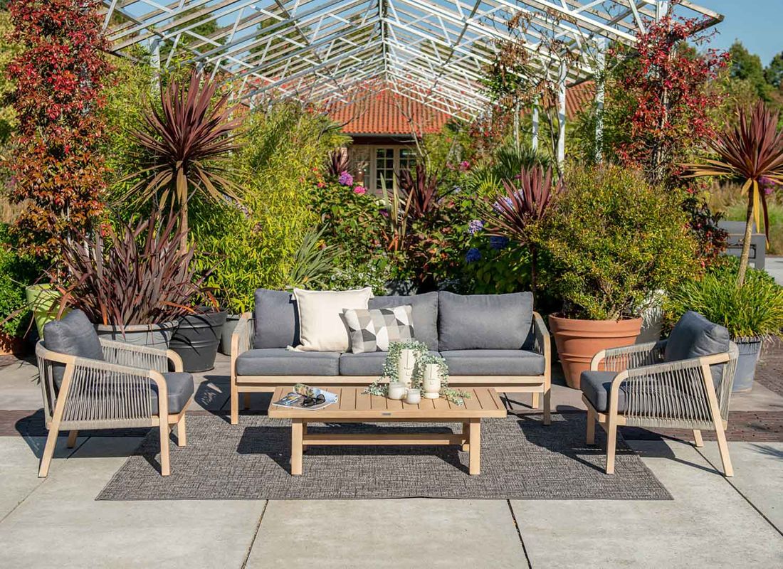 Loungesett Santos akasie og tau med puter - Garden Impressions bakside