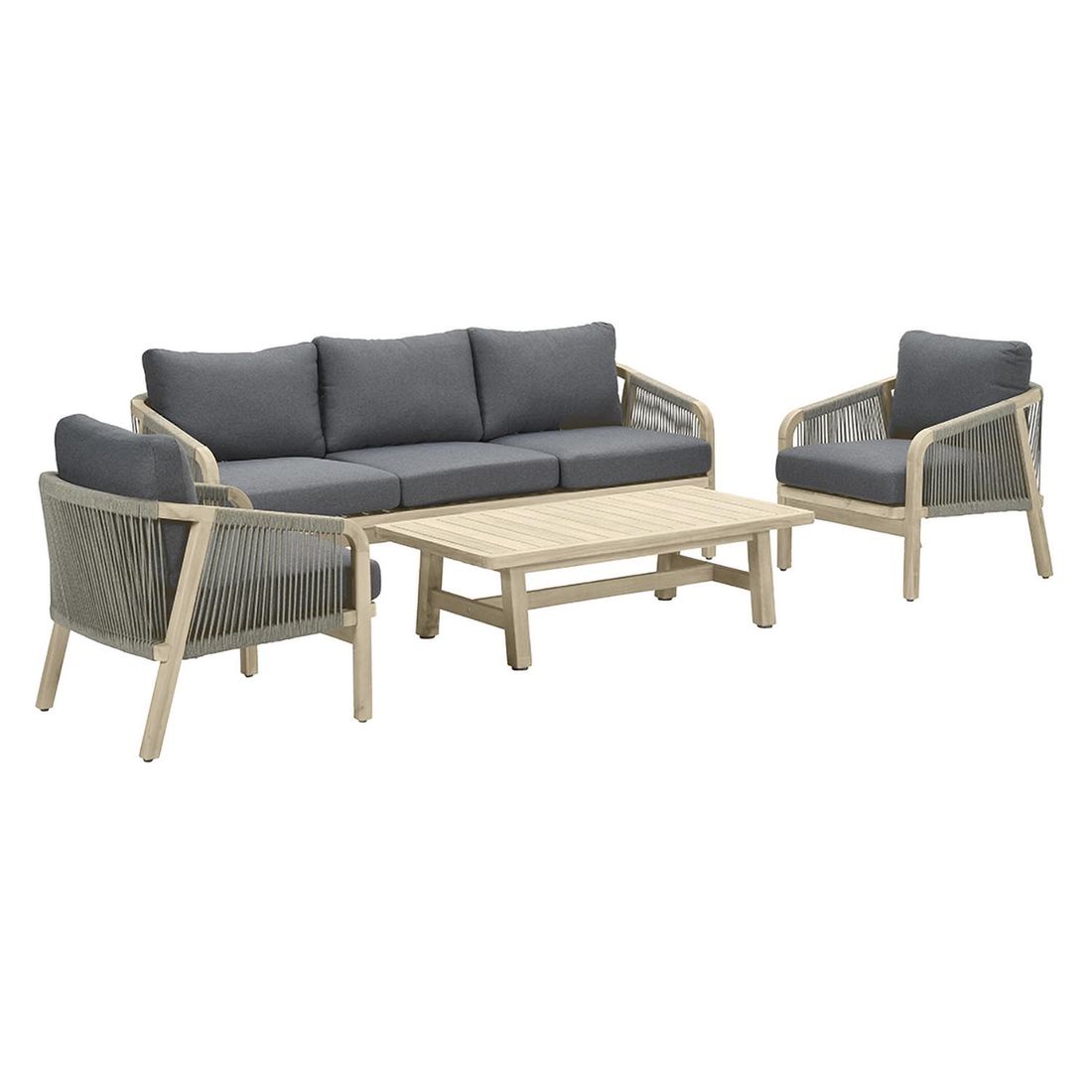 Loungesett Santos akasie og tau med puter - Garden Impressions detalj tau