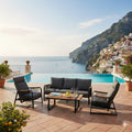 Loungesett Siena med loungebord aluminium tau eukalyptus forfra
