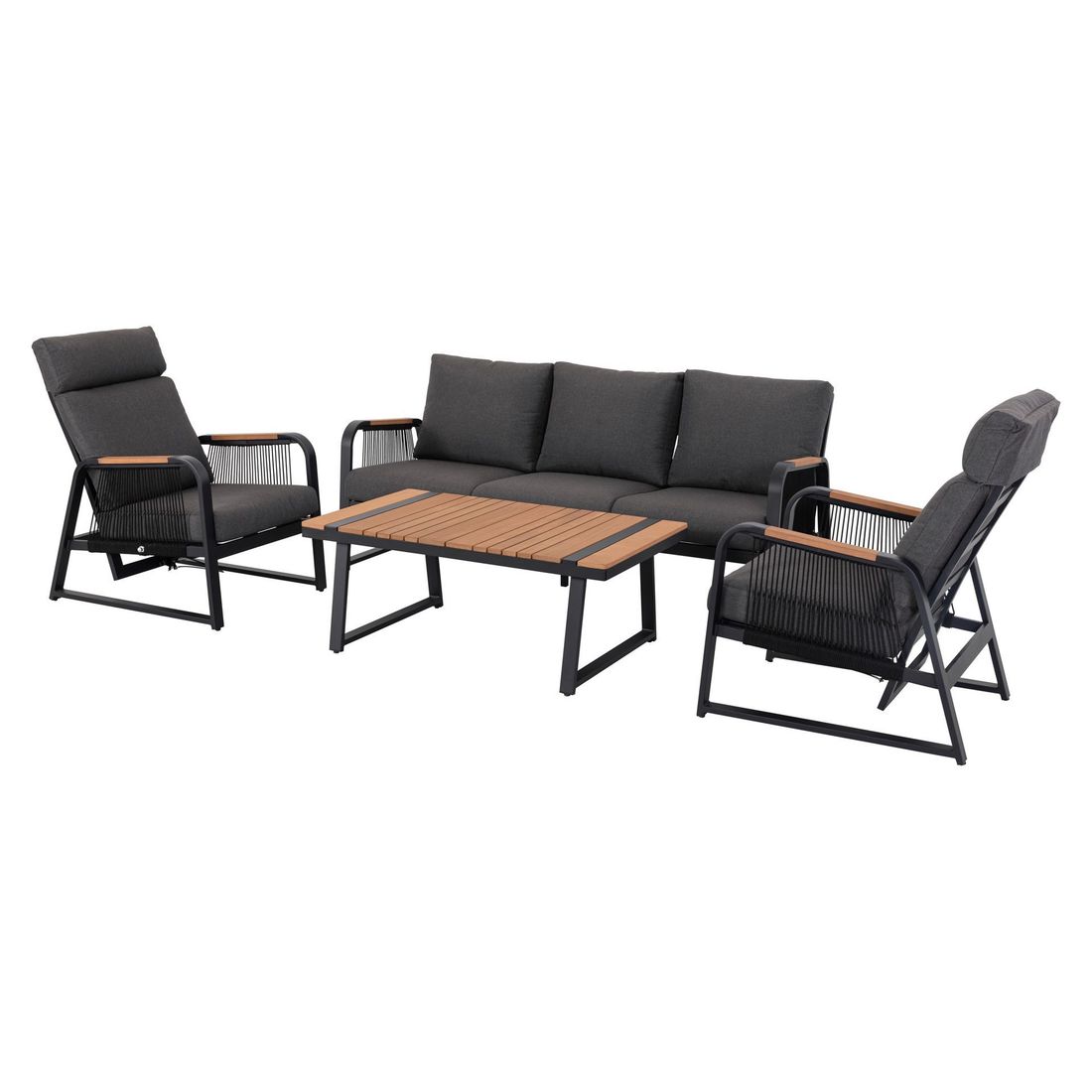 Loungesett Siena med loungebord aluminium tau eukalyptus bakside