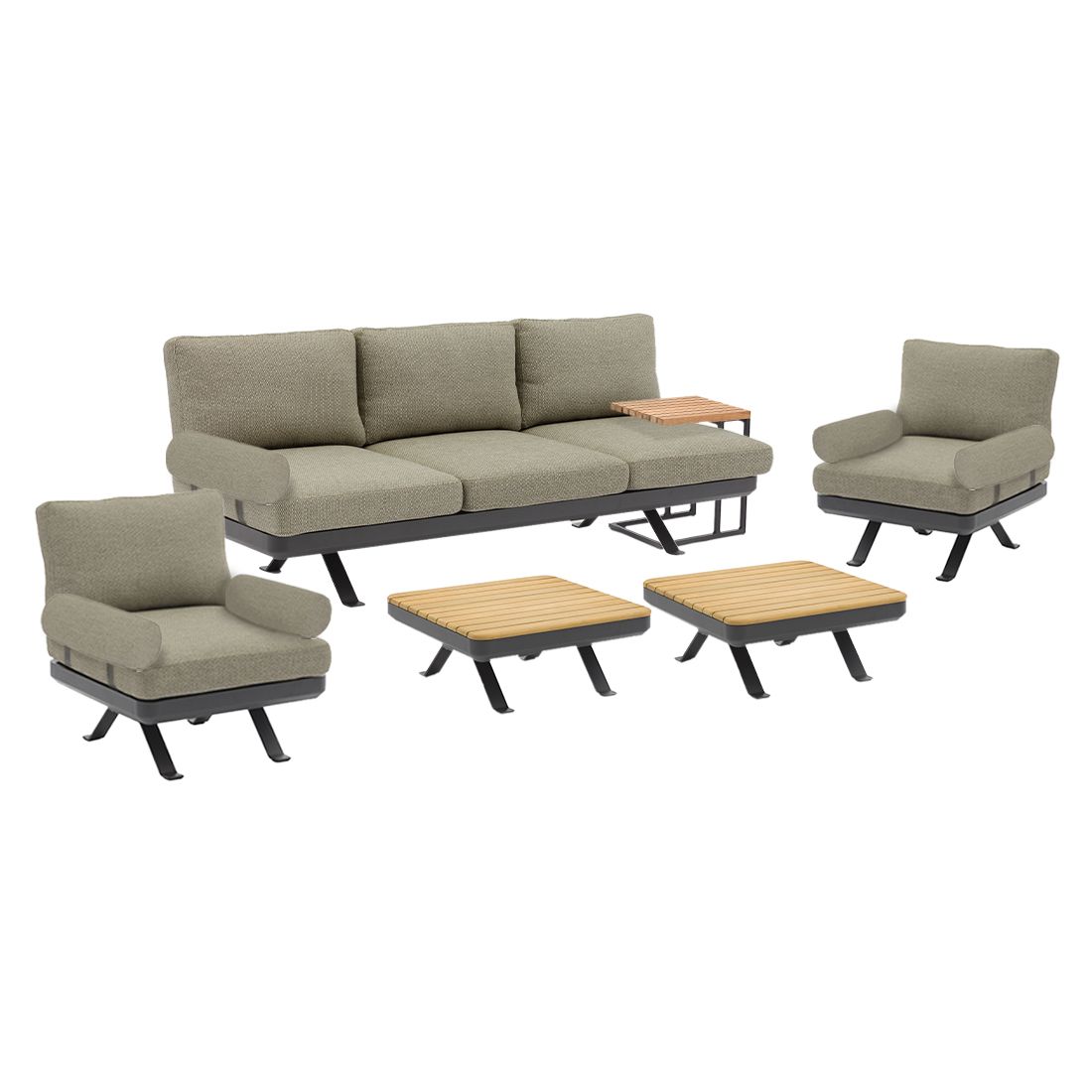 Loungesett Sky med loungebord aluminium/teak olefin bakside