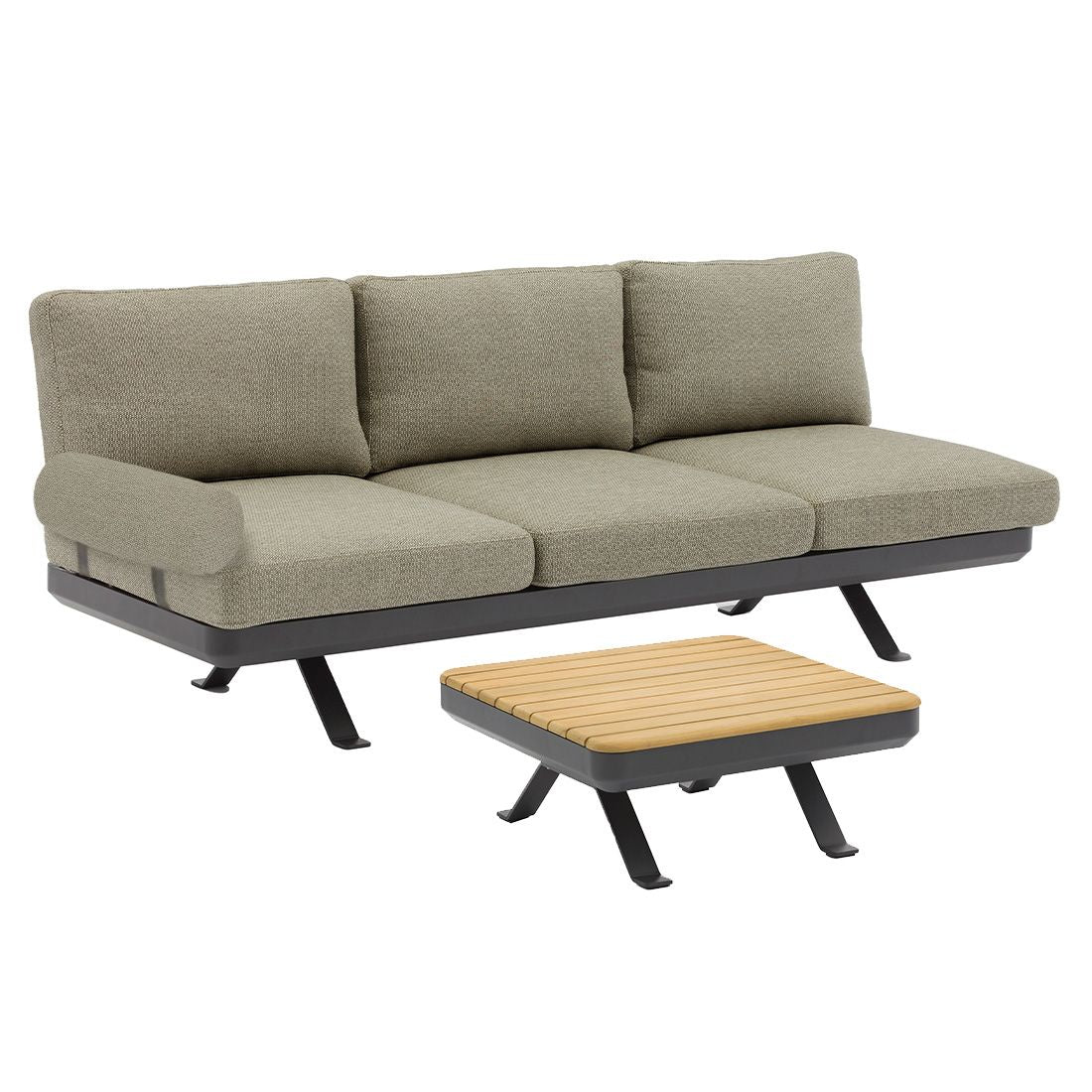 Loungesett Sky med loungebord og taburett aluminium/teak bakside