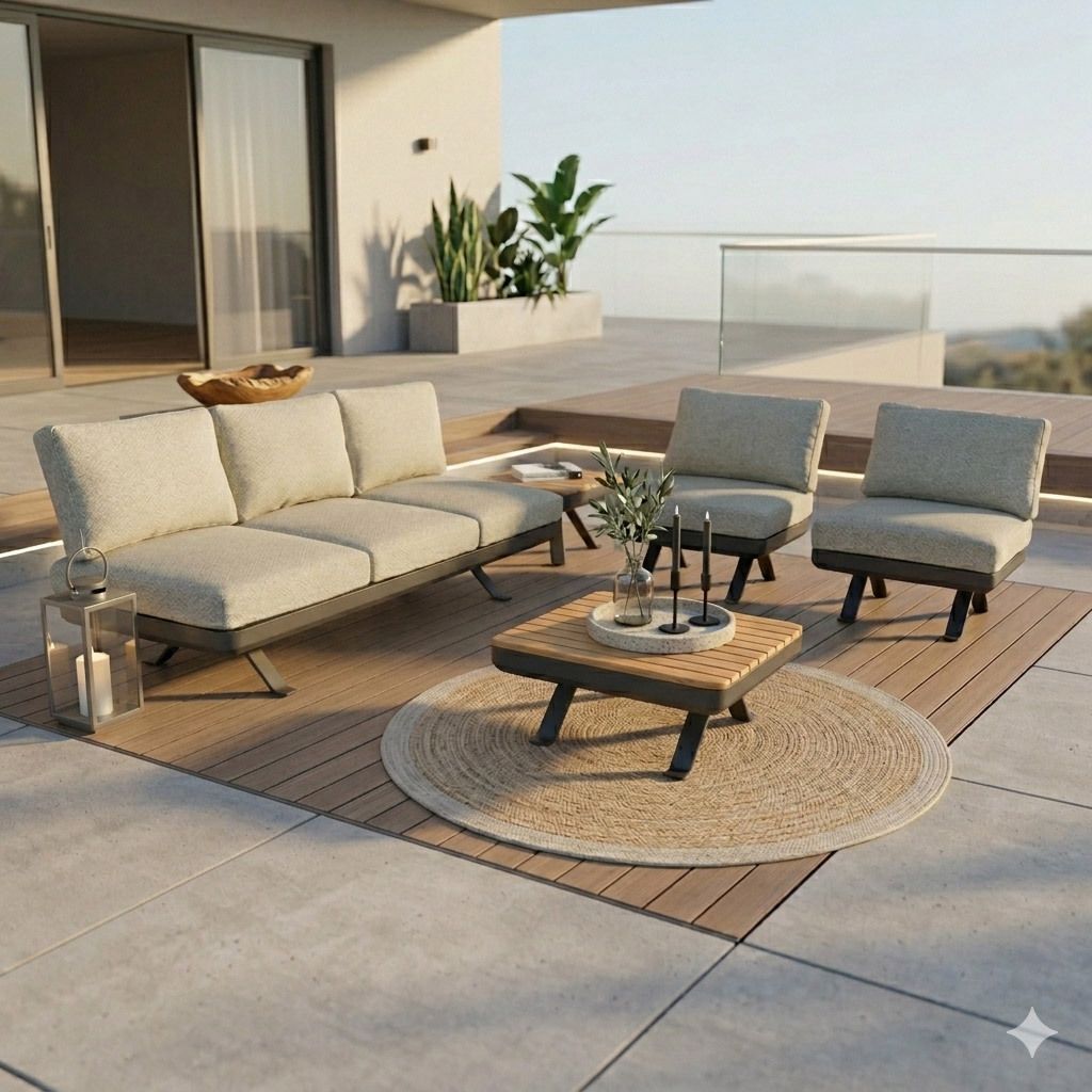 Loungesett Sky med loungebord front utsikt Zebra