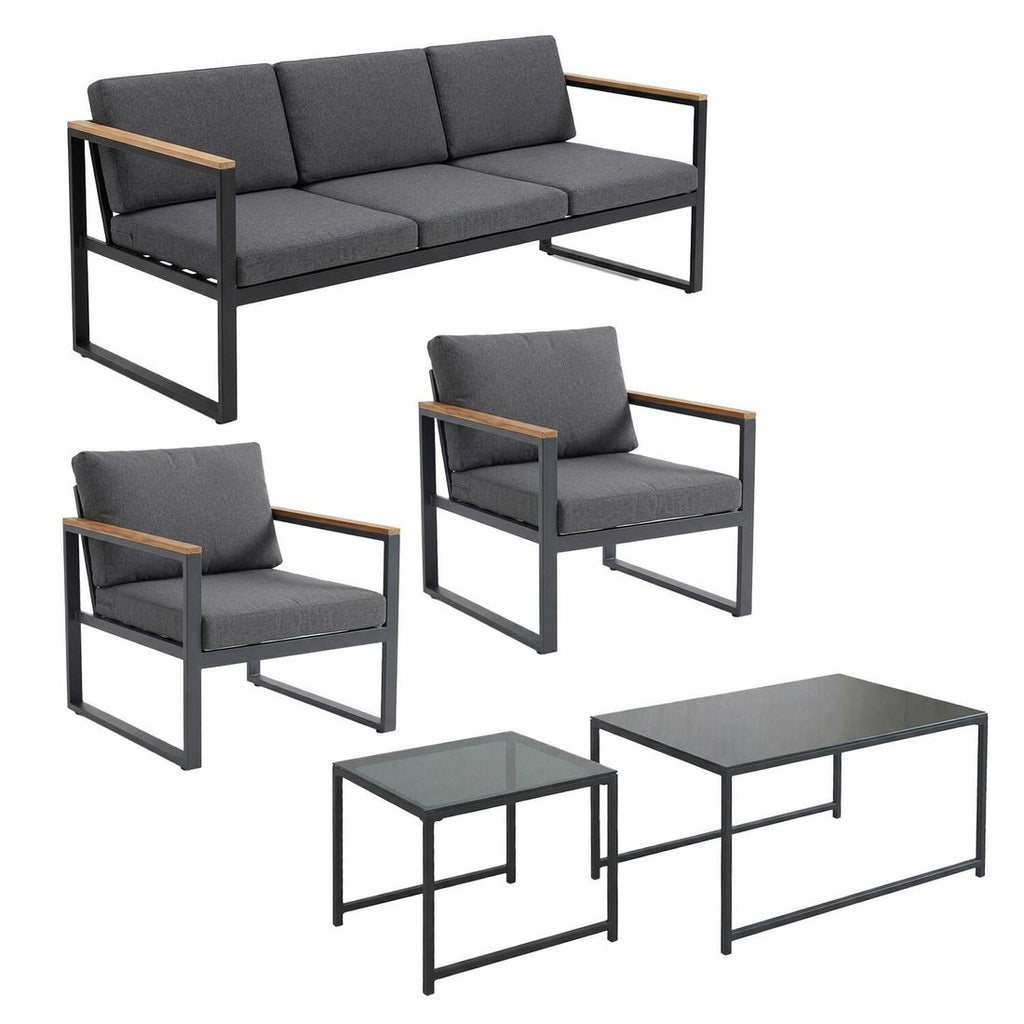 Loungesett Space med loungebord stål/polyester Acamp detalj av stoff