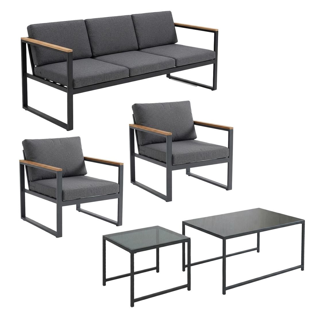 Loungesett Space med loungebord stål/polyester Acamp detalj av stoff