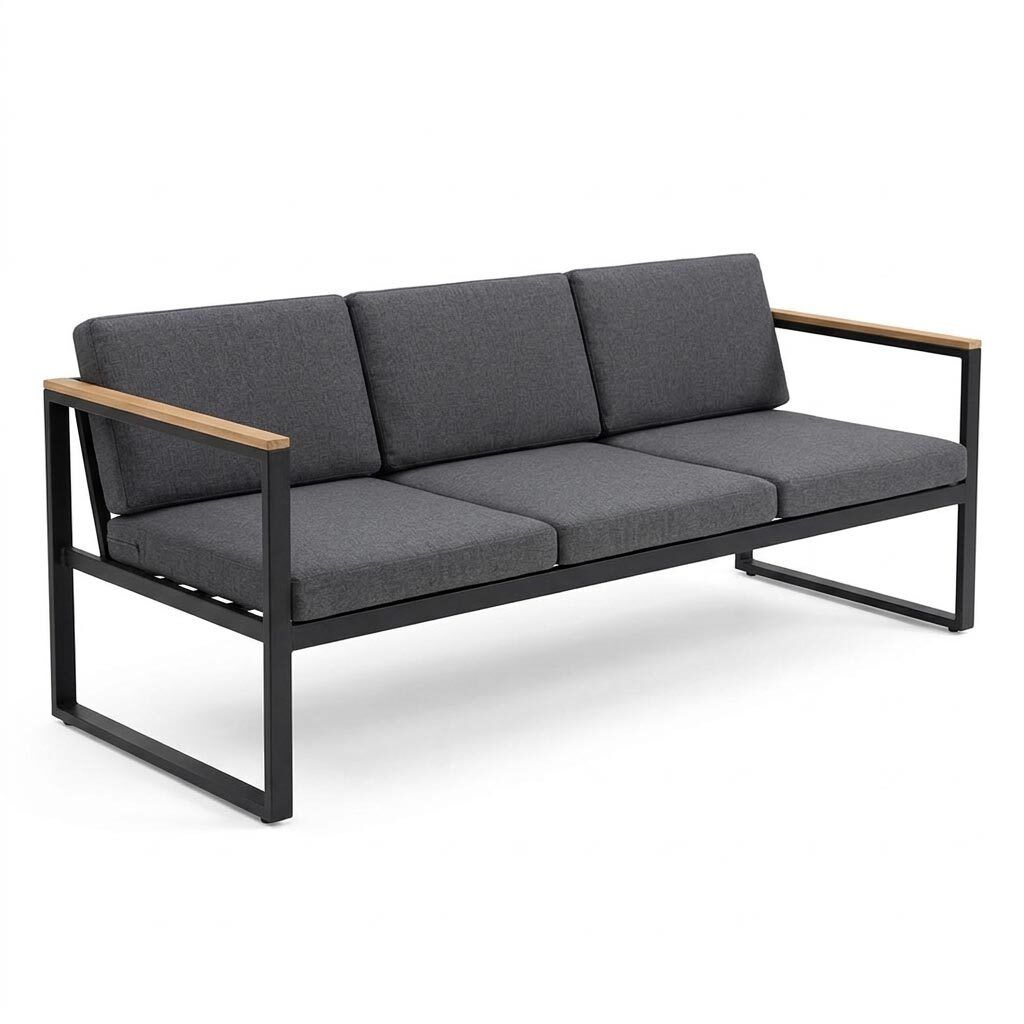 Loungesett Space med loungebord stål/polyester Acamp montert på terrasse