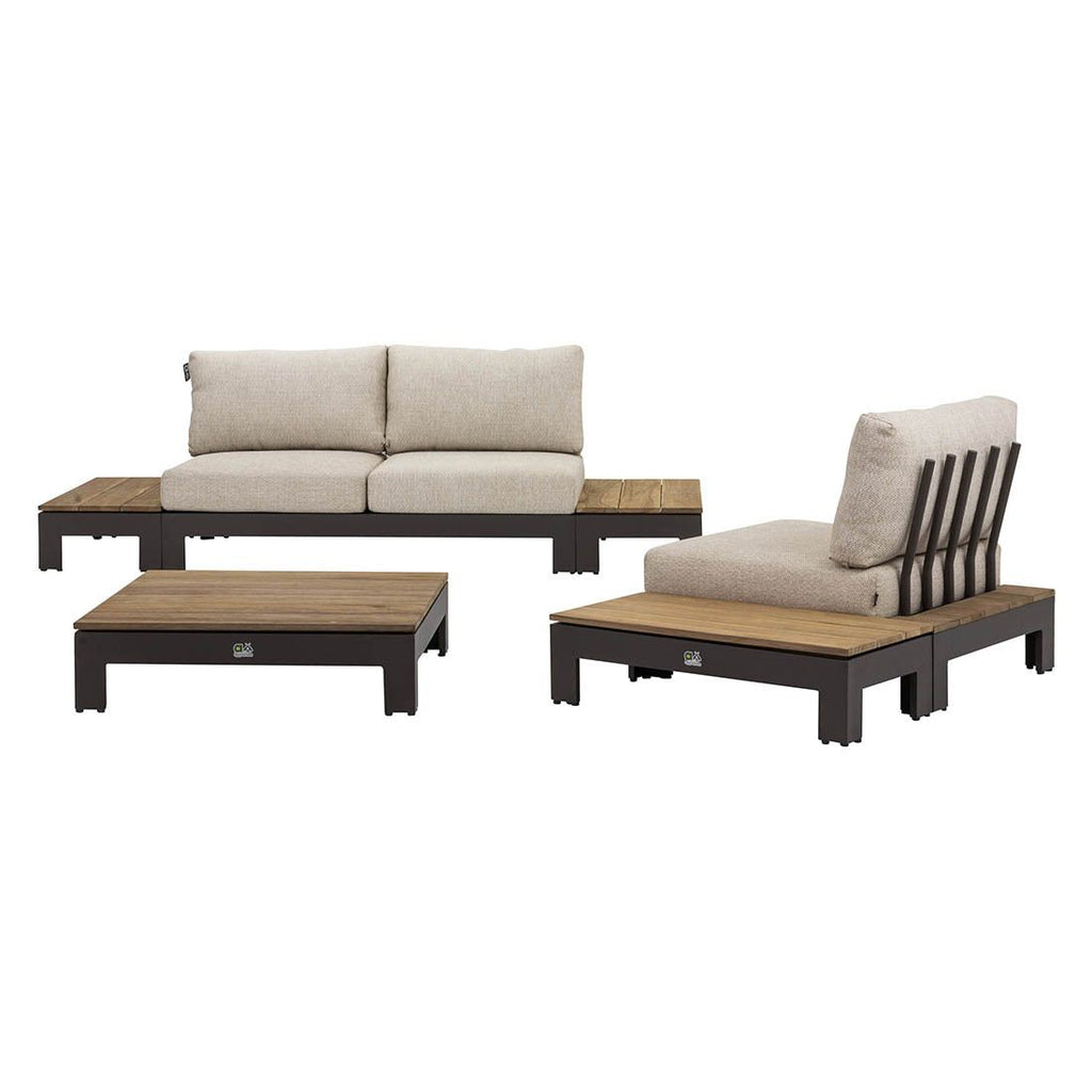 Loungesett Sticks & More med loungebord aluminium/teak bakside
