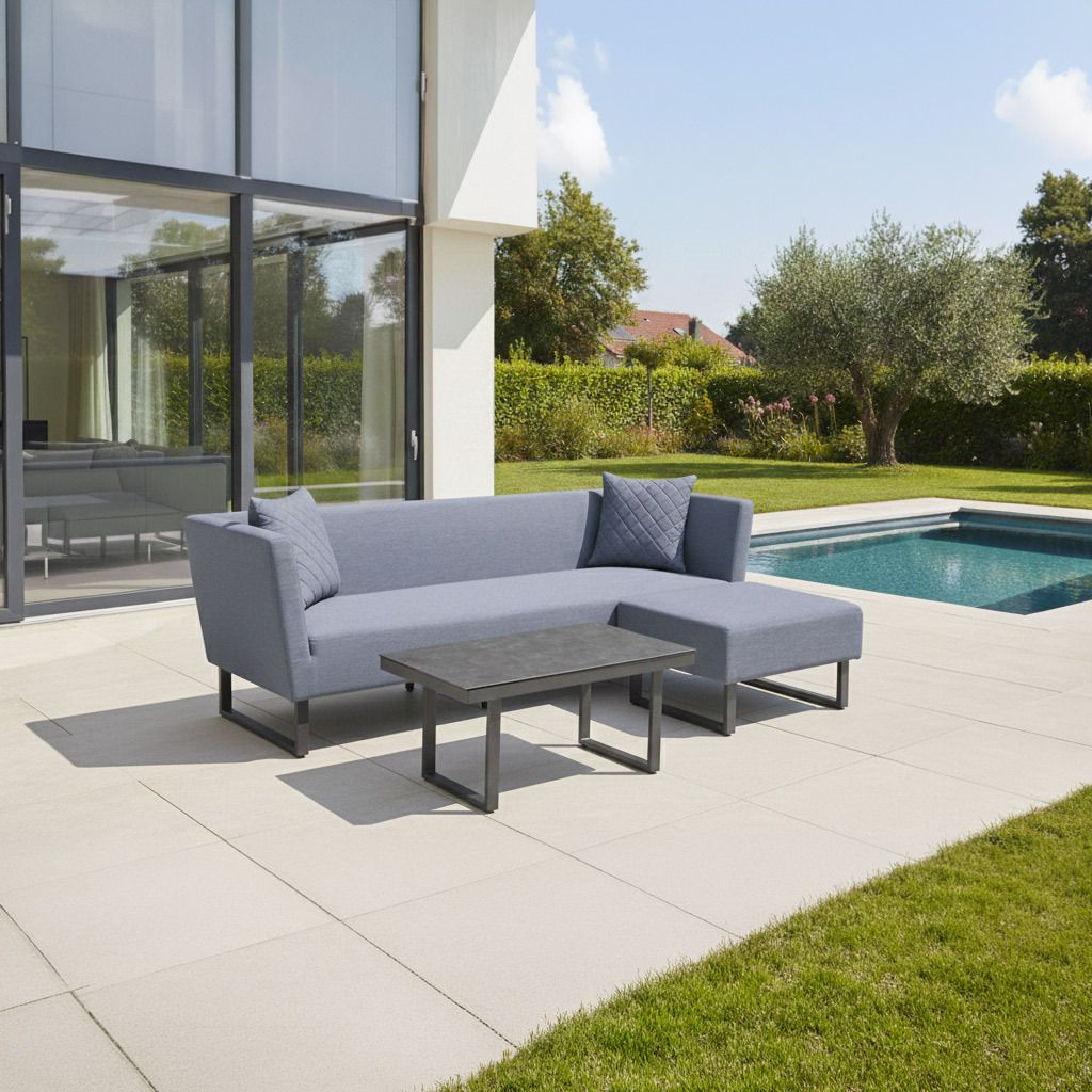 Loungesett Tonga med loungebord aluminium/Sunbrella forfra