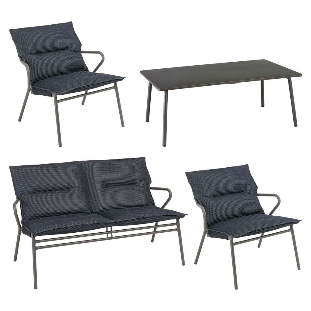 Loungesett Vence stål/BeComfort med loungebord bakside