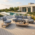 Loungesett Washington aluminium/akasie/olefin med tau forfra