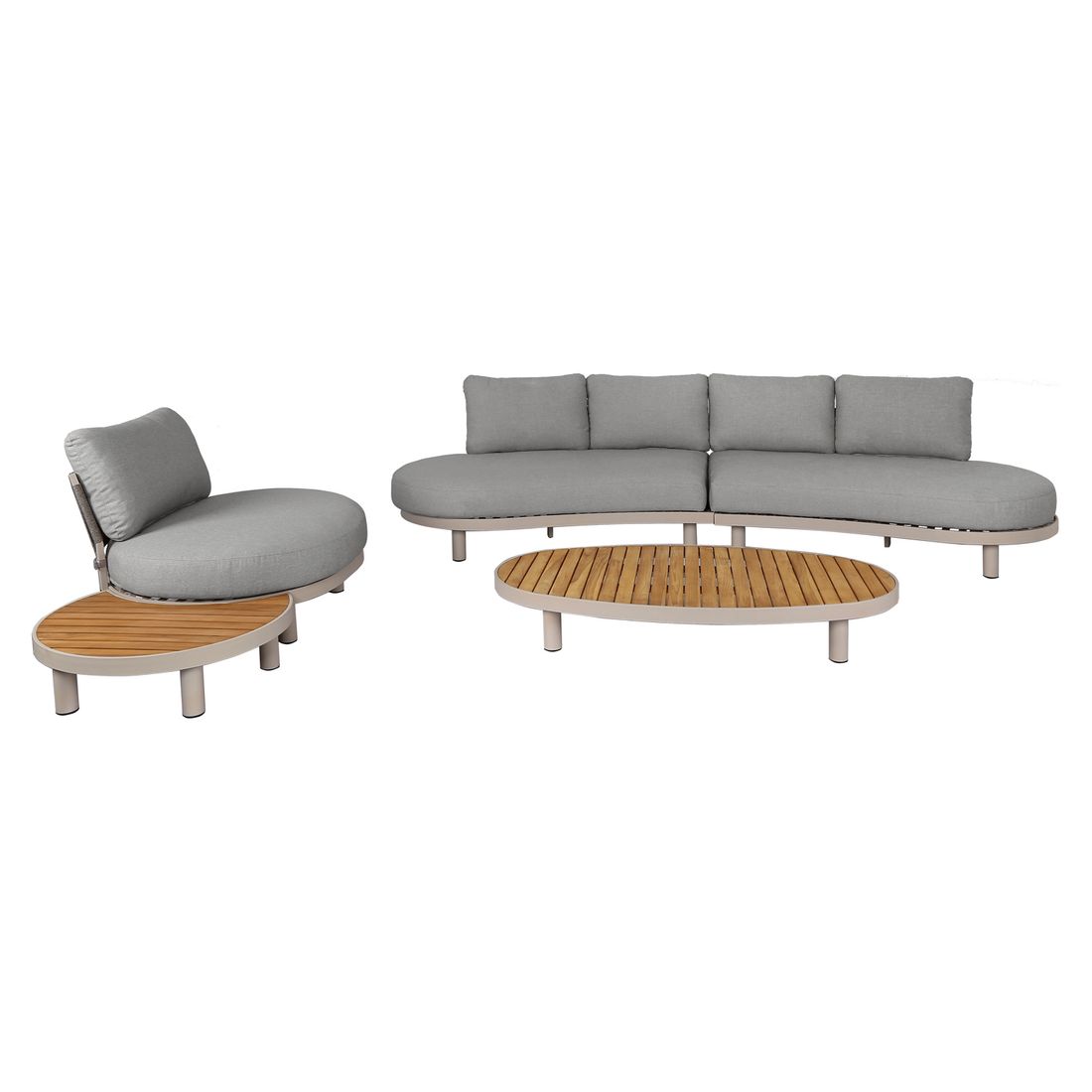 Loungesett Washington aluminium/akasie/olefin med tau bakside